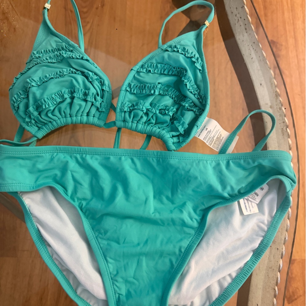Tommy Hilfiger Teal Ruffled Bikini
